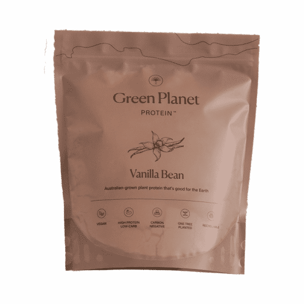 Green Planet Vanilla Bean Vegan Protein Powder. Add it to your desert or make into a delicious shake
